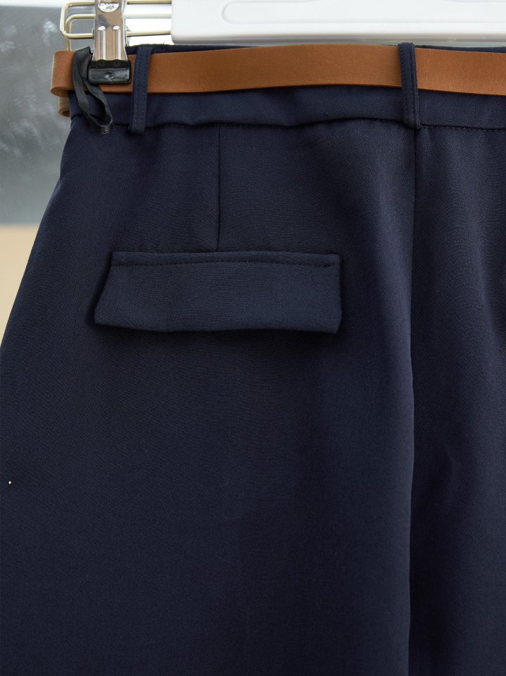 Pileli Cepli Kemerli Bilek Pantolon -Laci