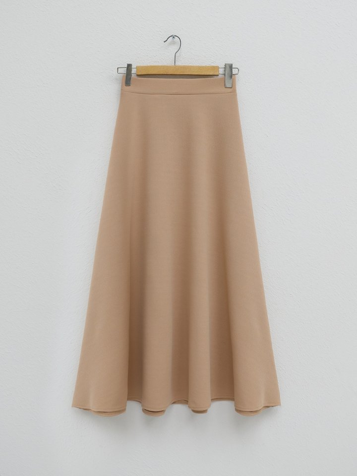 İthal Likralı Krep Kumaş Kiloş Çan Etek -Vizon