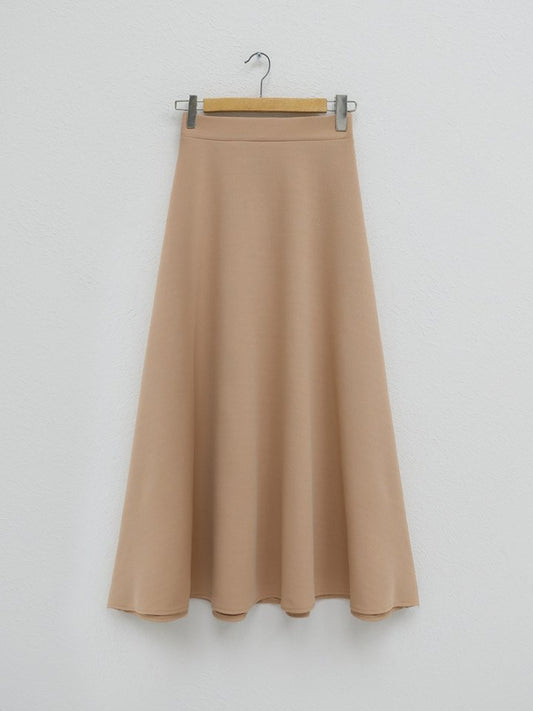 İthal Likralı Krep Kumaş Kiloş Çan Etek -Vizon