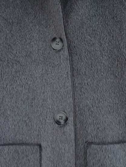 Boydan Düğmeli Cepli Kaban -Füme