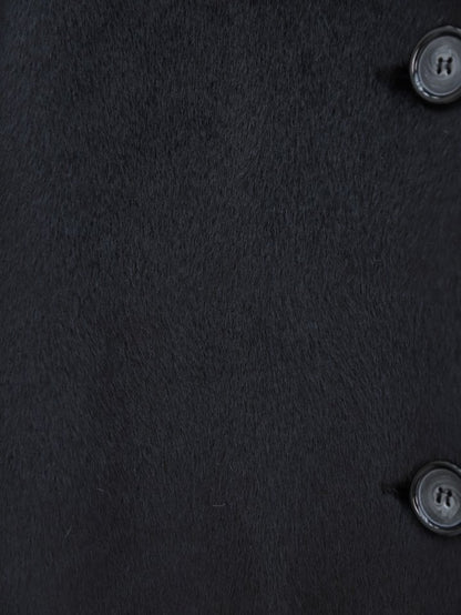 Boydan Düğmeli Cepli Kaban -Siyah