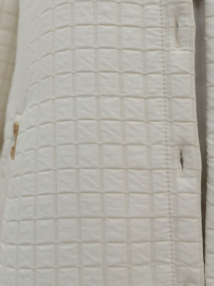 Yakası Zincir Detaylı Uzun Kapitone Kaban -Taş