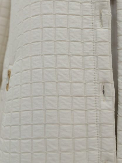 Yakası Zincir Detaylı Uzun Kapitone Kaban -Taş