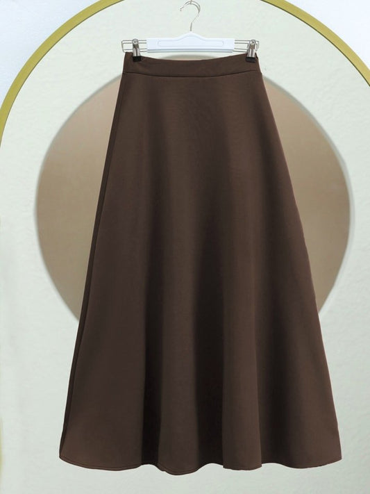 Bol Kiloş Sukuba Puf Etek   -Kahve