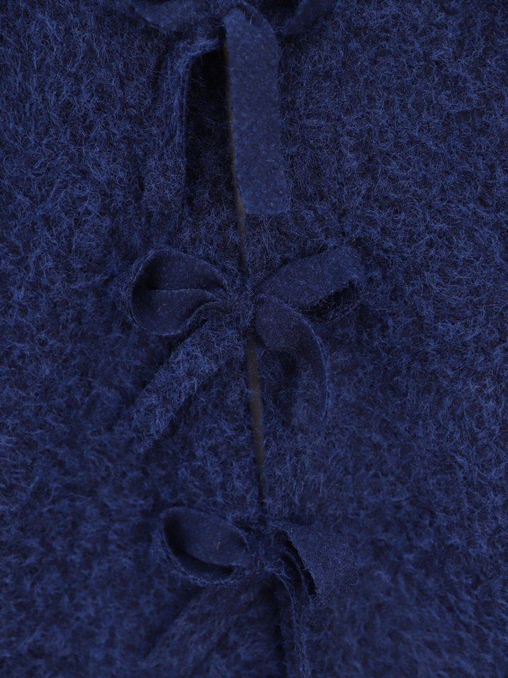 Önü Bağlamalı Kırçıllı Kaşe Ceket -Laci