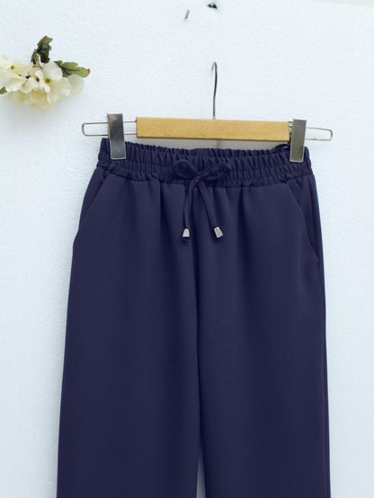 Beli Bağcıklı Dar Paça Pantolon  -Laci