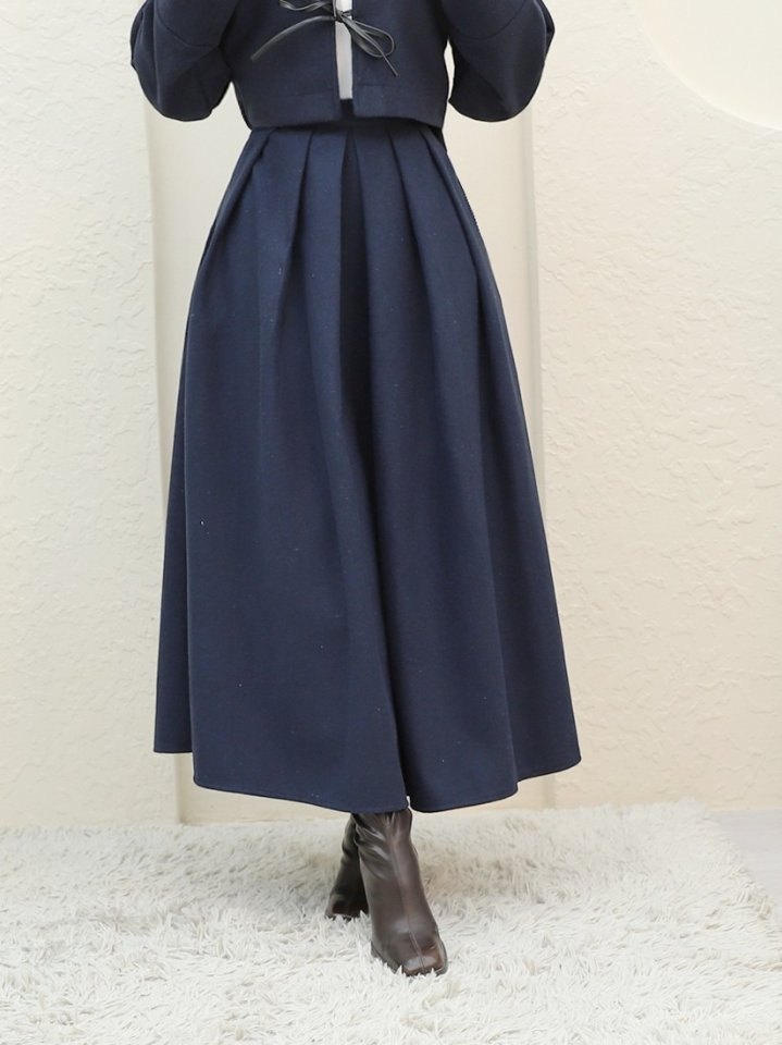 Pileli Fermuarlı Kaşe Etek -Laci