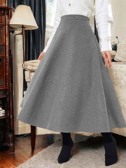 Fermuarlı Kaşe Çan Etek   -Gri