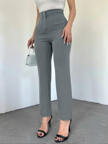 Zra Pileli Havuç Pantolon -Gri