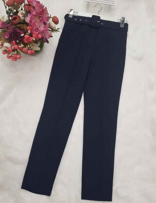 Kalın Kemerli Kumaş Pantalon   -Laci