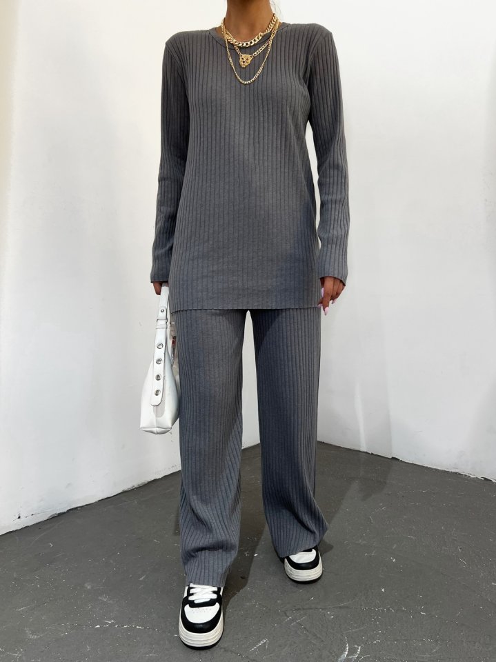 Bisiklet Yaka Kaşkorse Takım -Gri