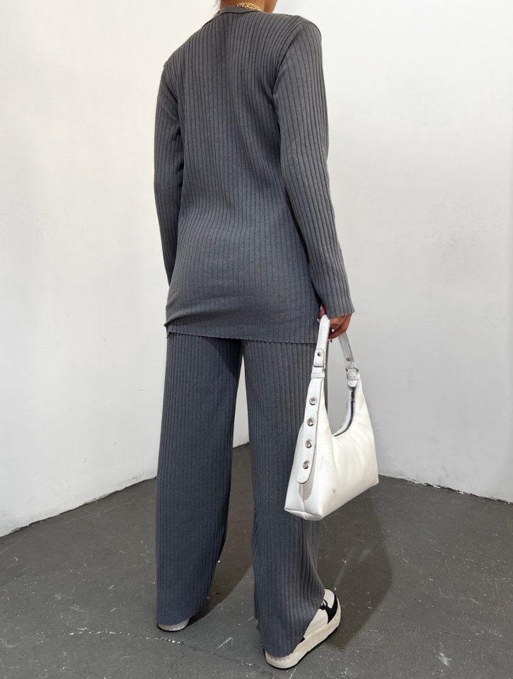 Bisiklet Yaka Kaşkorse Takım -Gri