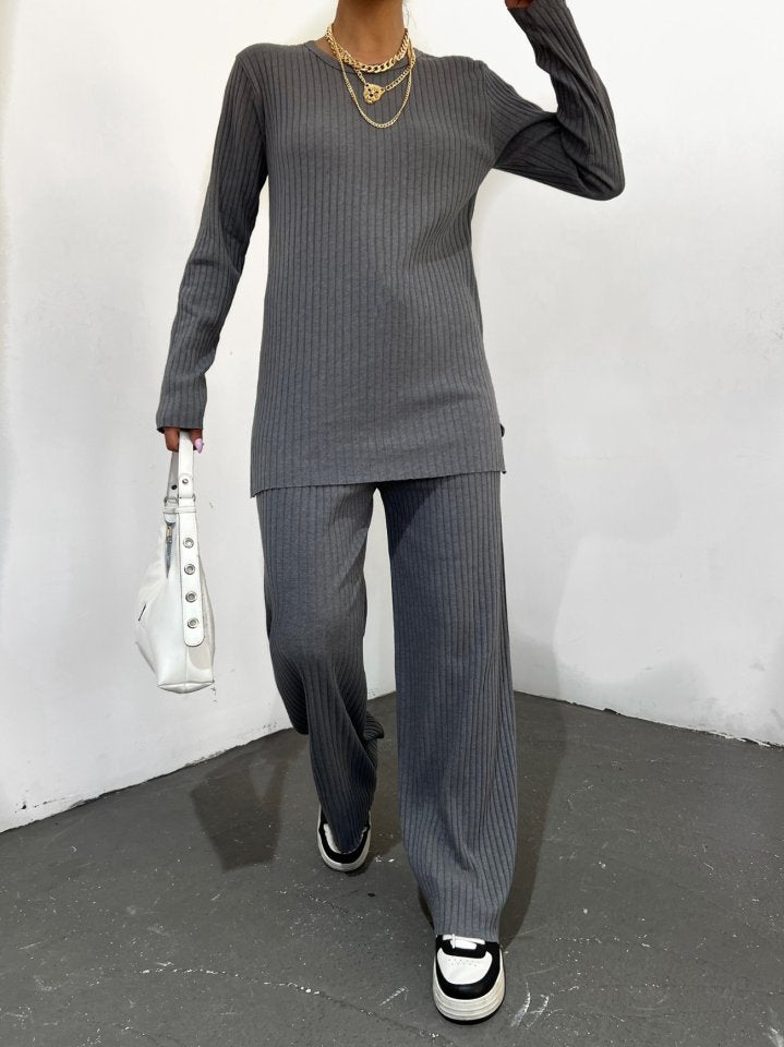 Bisiklet Yaka Kaşkorse Takım -Gri