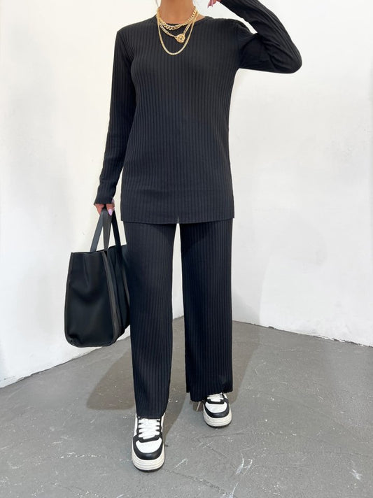 Bisiklet Yaka Kaşkorse Takım -Siyah