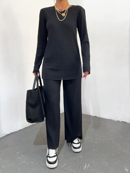 Bisiklet Yaka Kaşkorse Takım -Siyah