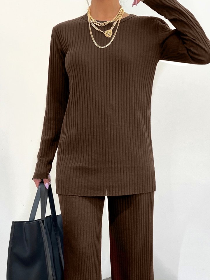 Bisiklet Yaka Kaşkorse Takım   -Kahve