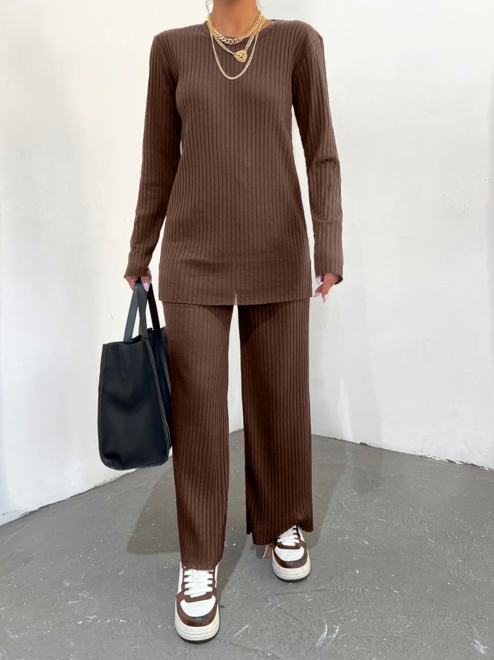 Bisiklet Yaka Kaşkorse Takım   -Kahve