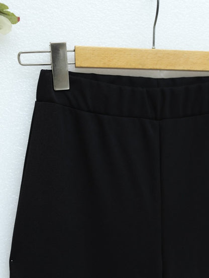 İthal Kumaş İspanyol Paça Pantolon -Siyah