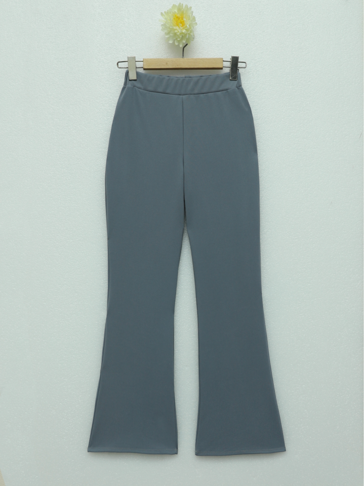 İthal Kumaş İspanyol Paça Pantolon  -Gri