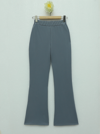 İthal Kumaş İspanyol Paça Pantolon  -Gri