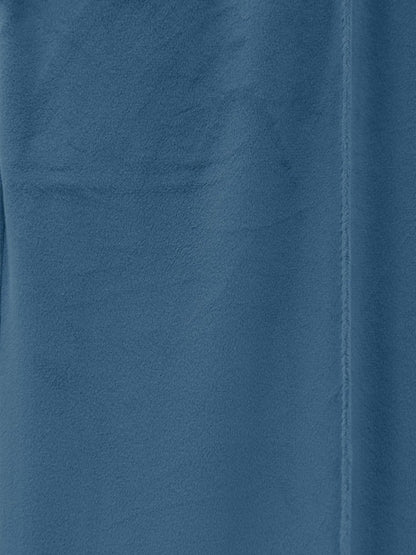 Çımalı Beli Lastikli Kadife Pantolon -Mavi