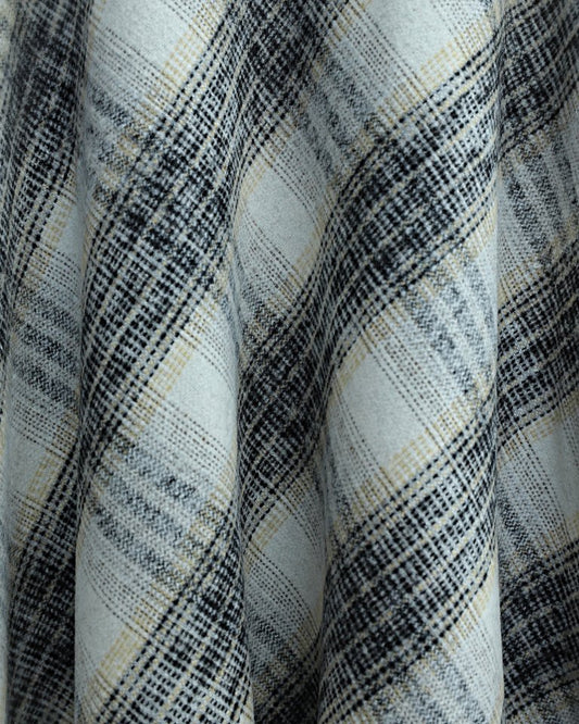 Ekose Desenli Yanı Fermuarlı  Kaşe Çan Etek   -Krem