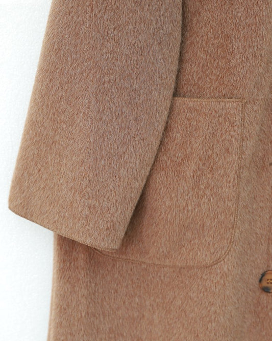 Boydan Düğmeli Cepli Kaban    -Taba