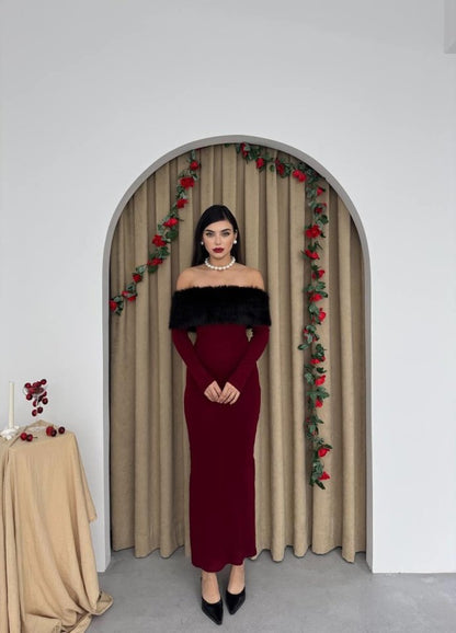 Bestia Straplez Tüy Detaylı Elbise