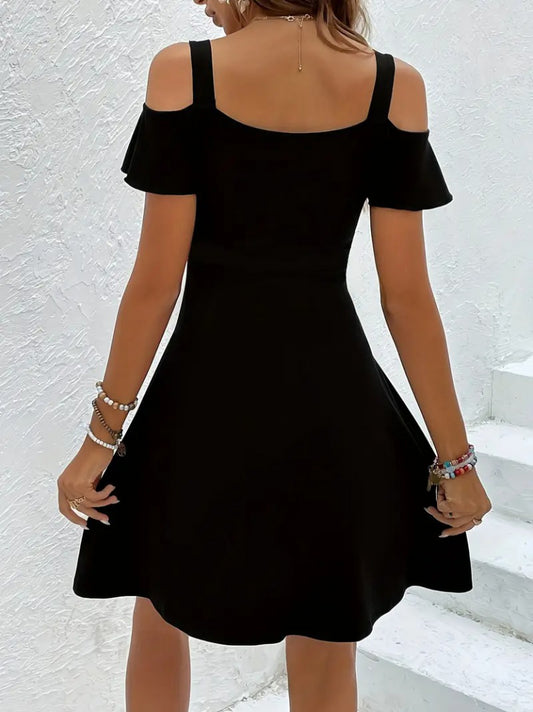 Kadın Askılı Derin V Yakalı Viskon Elbise