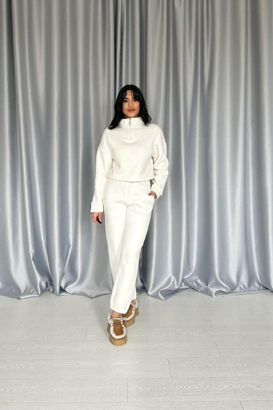 Beyaz Üç İplik Eşofman Takım