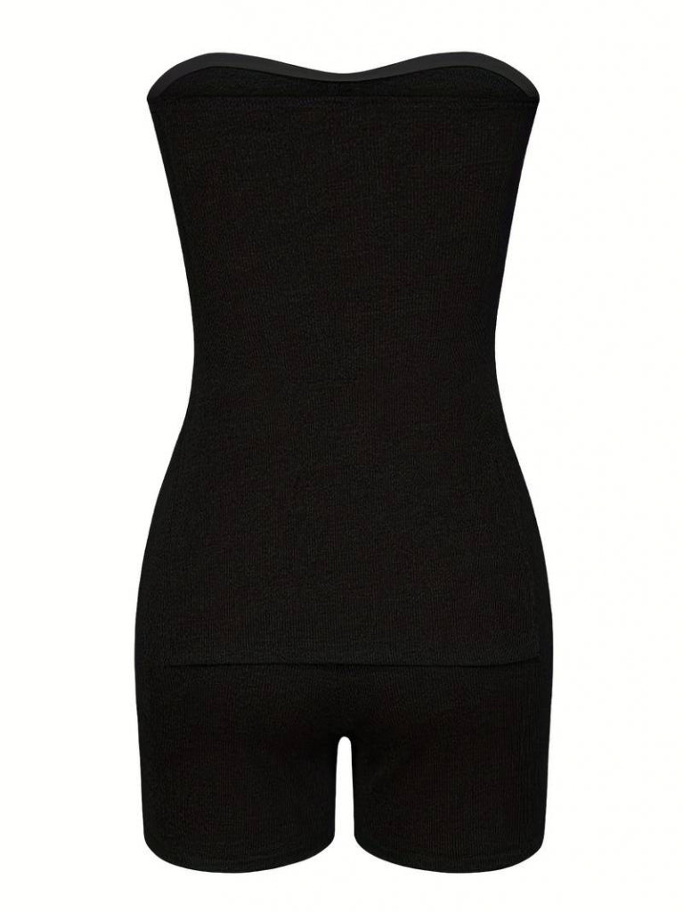 Kadın Iki Yanı Yırtmaçlı Straplez Bluzmini Tayt Kaşkorse Ikili Takım