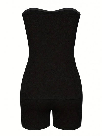 Kadın Iki Yanı Yırtmaçlı Straplez Bluzmini Tayt Kaşkorse Ikili Takım