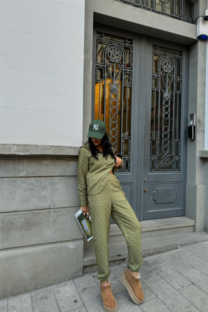 KAPİTONE KAPİŞONLU EŞOFMAN TAKIM - Haki