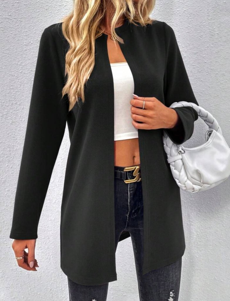 Kadın Uzun Kollu önü Açık Uzun Modal Ceket