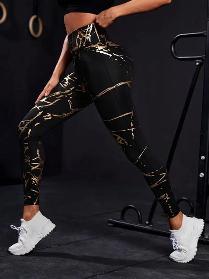 Kadın Yüksek Bel Desenli Spor Tayt