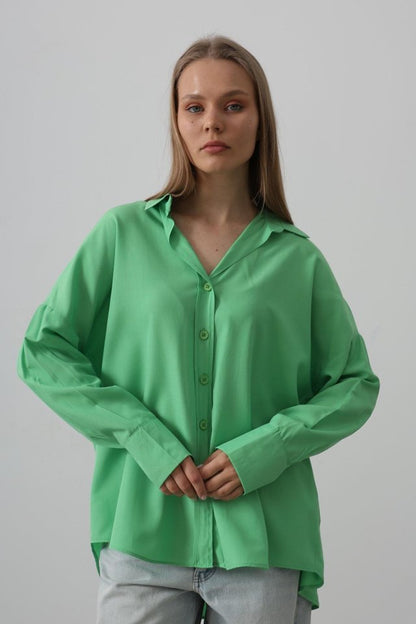 Geniş Manşet Detaylı Gömlek - A.Yeşil