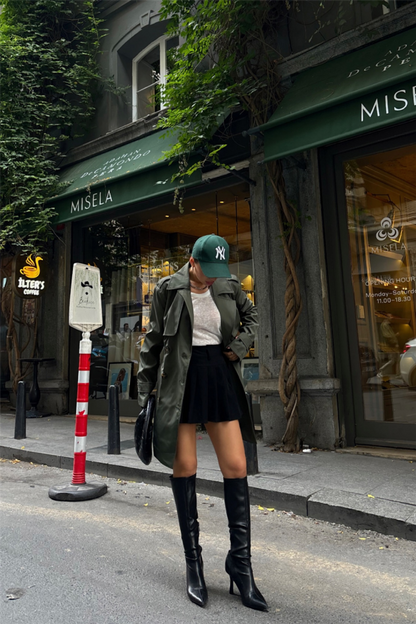 TRENCH KISA ŞANEL BOY - Haki