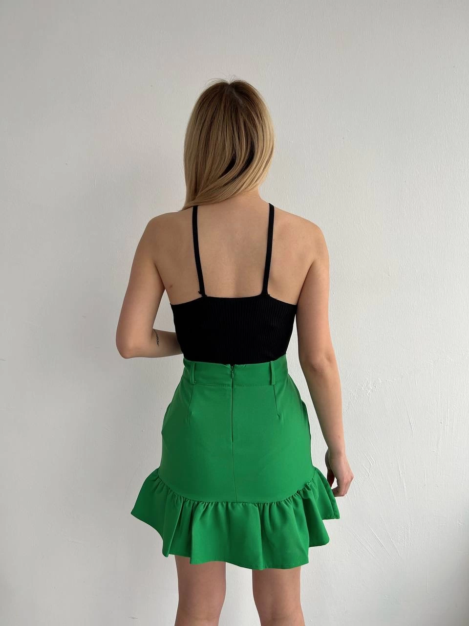 Altı fırfırlı etek yeşil s24817