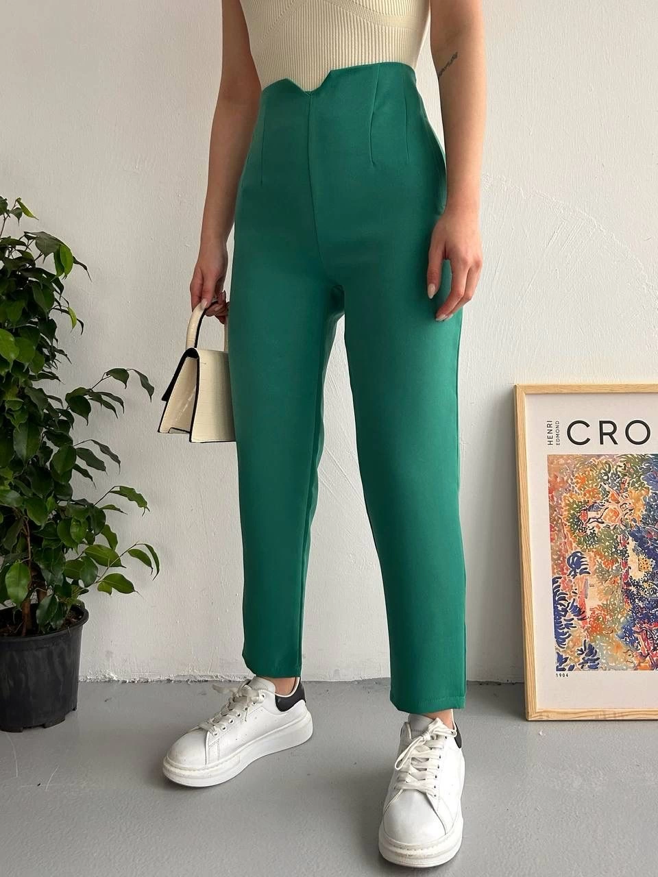 Atlas fletolu pantolon petrol yeşili