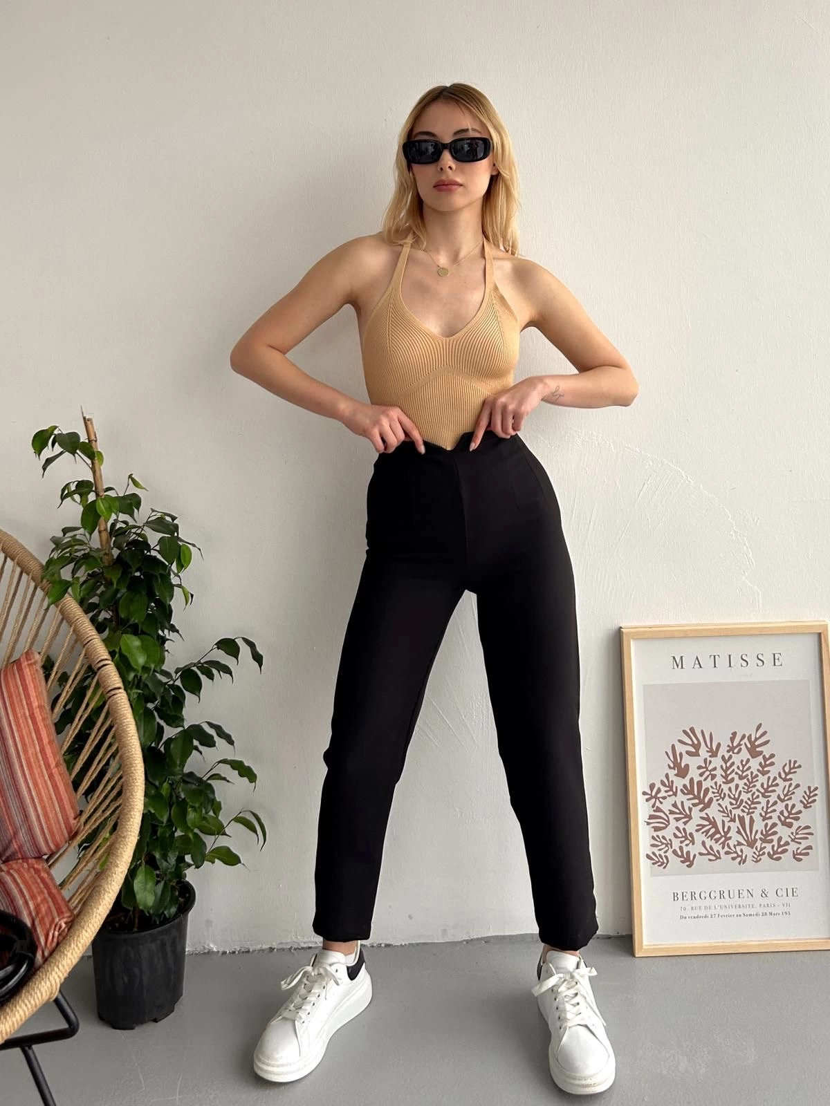 Atlas fletolu pantolon siyah