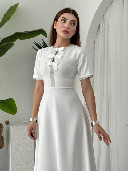 Wera Taşlı Fiyonk Detaylı Elbise