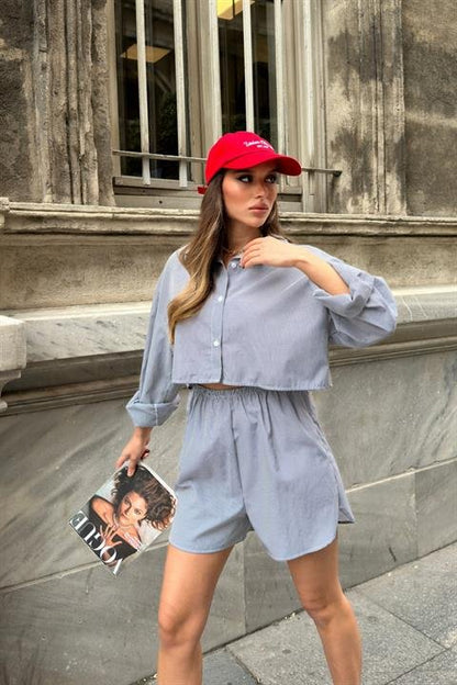 Volerie Çizgili Şortlu Takım 9342-17