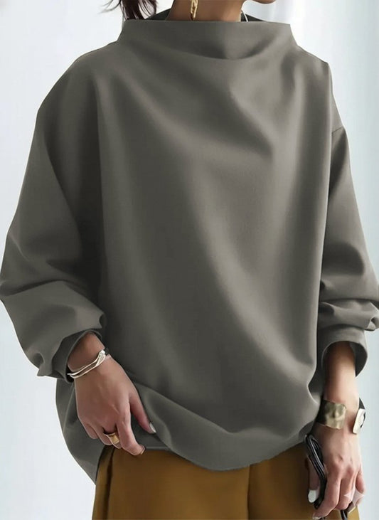 Kadın Uzun Kollu Geniş Balıkçı Yaka Modal Bluz