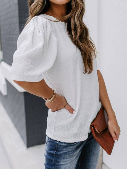 Kadın Kısa Kollu Pileli Balın Kol Bürümcük Bluz