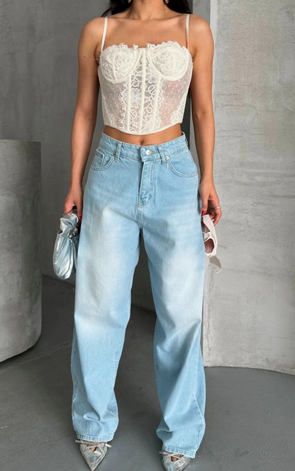 Baggy süper taş bıyık yıkama buz mavi d2007