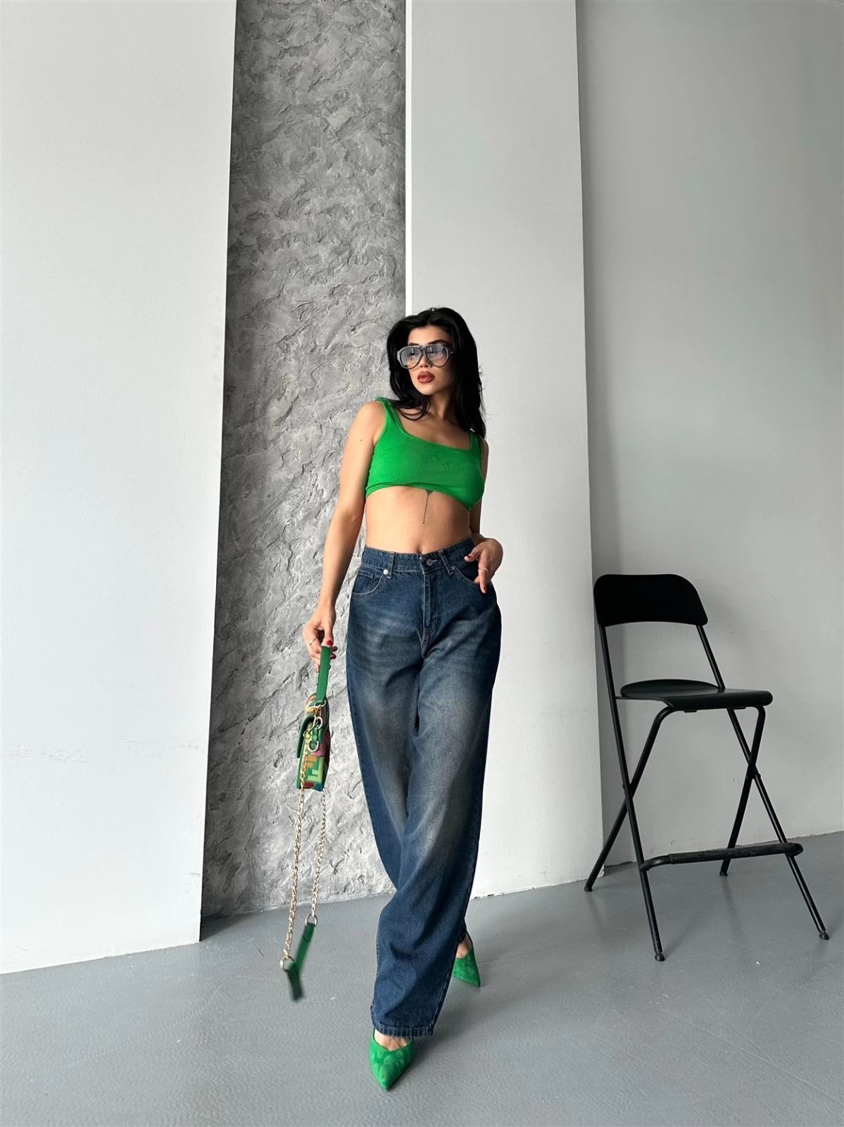 Baggy süper taş bıyık yıkama kahve tint jeans pantolon d2007