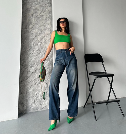 Baggy süper taş bıyık yıkama kahve tint jeans pantolon d2007