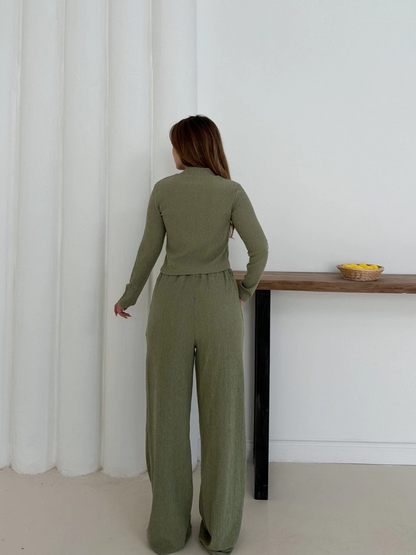 Balıkçı yaka örme takım mint st265865