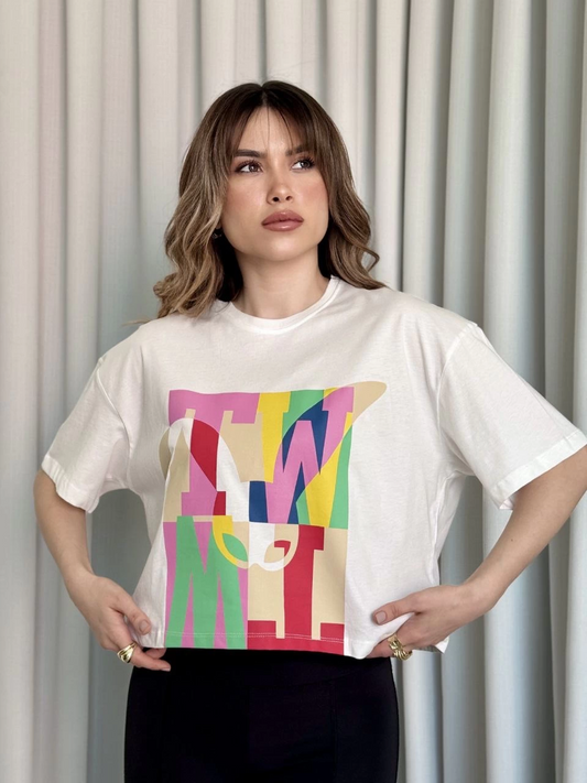 Baskılı crop tişört