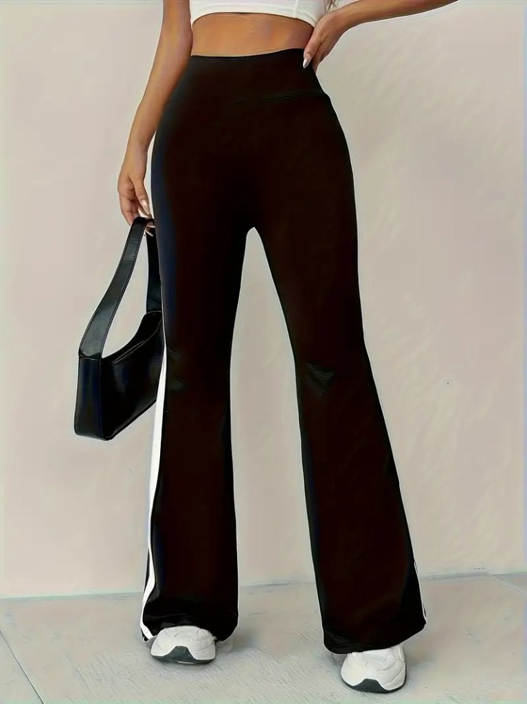 Kadın Yüksek Bel İspanyol Paçalı Yanlardan şerit Detaylı Dalgıç Tayt Pantolon